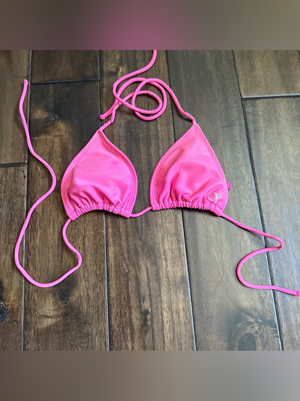 OP Neon Pink Triangle String Bikini Top
